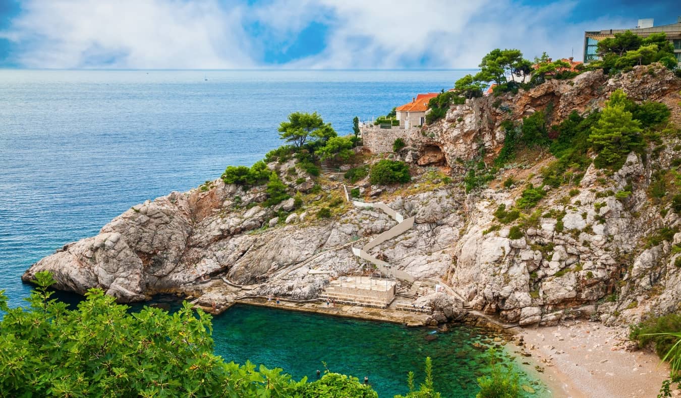The secluded beach of Bellevue in the neighborhood Montovjerna in Dubrovnik, Croatia