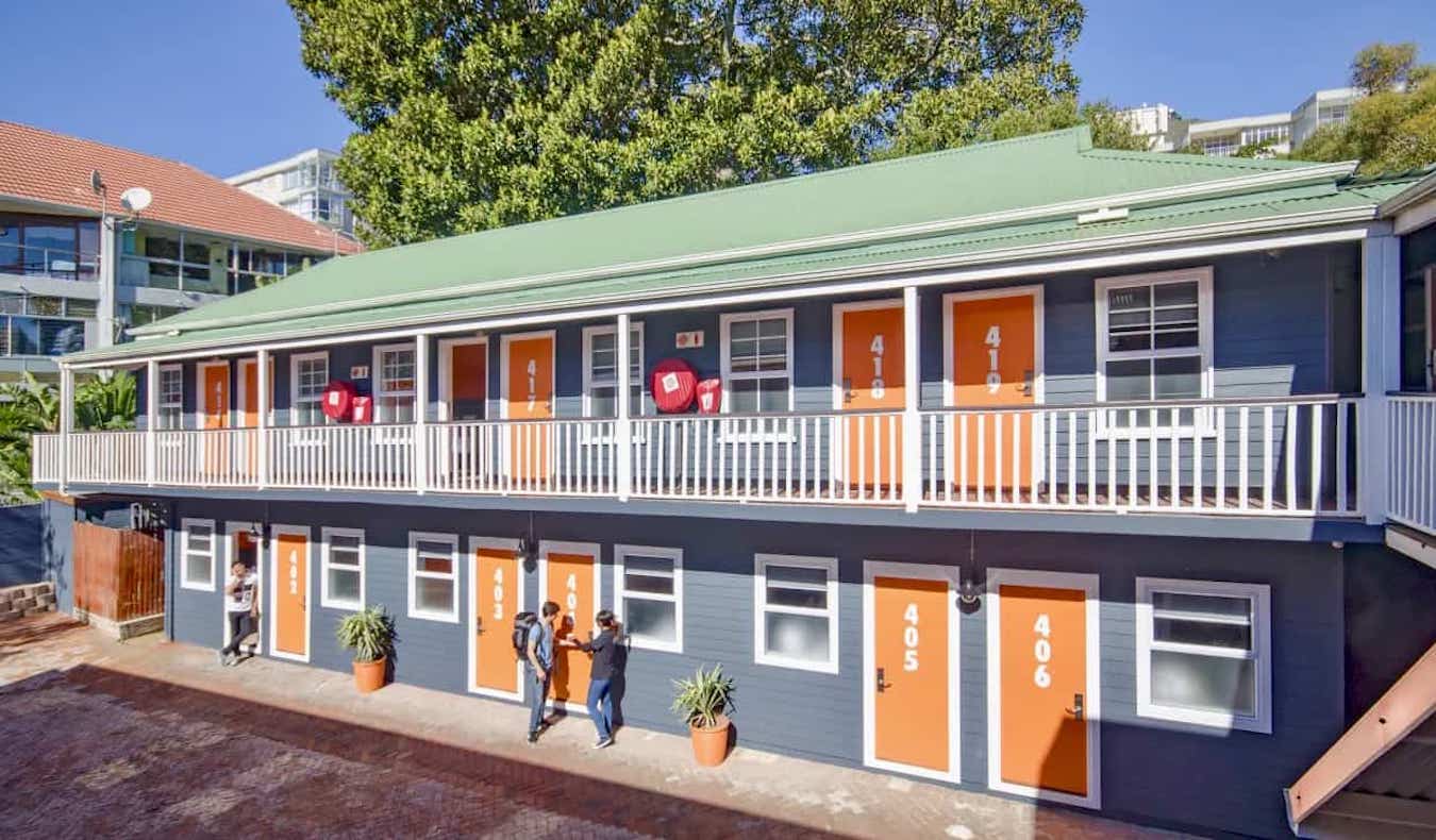 Exterior of the Never at Home Green Point hostel in Cape Town, South Africa.