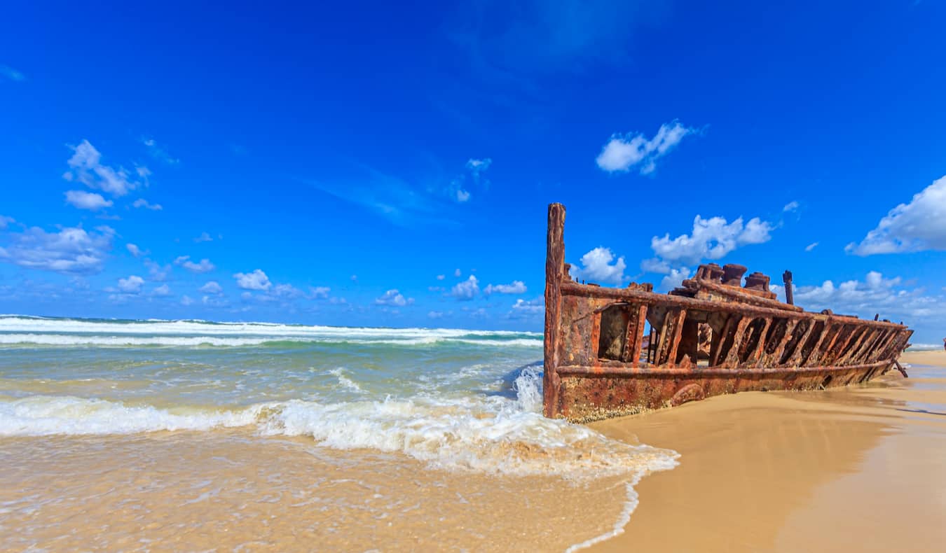 The famous shipwreck on the beach of Fraser Island in Australia