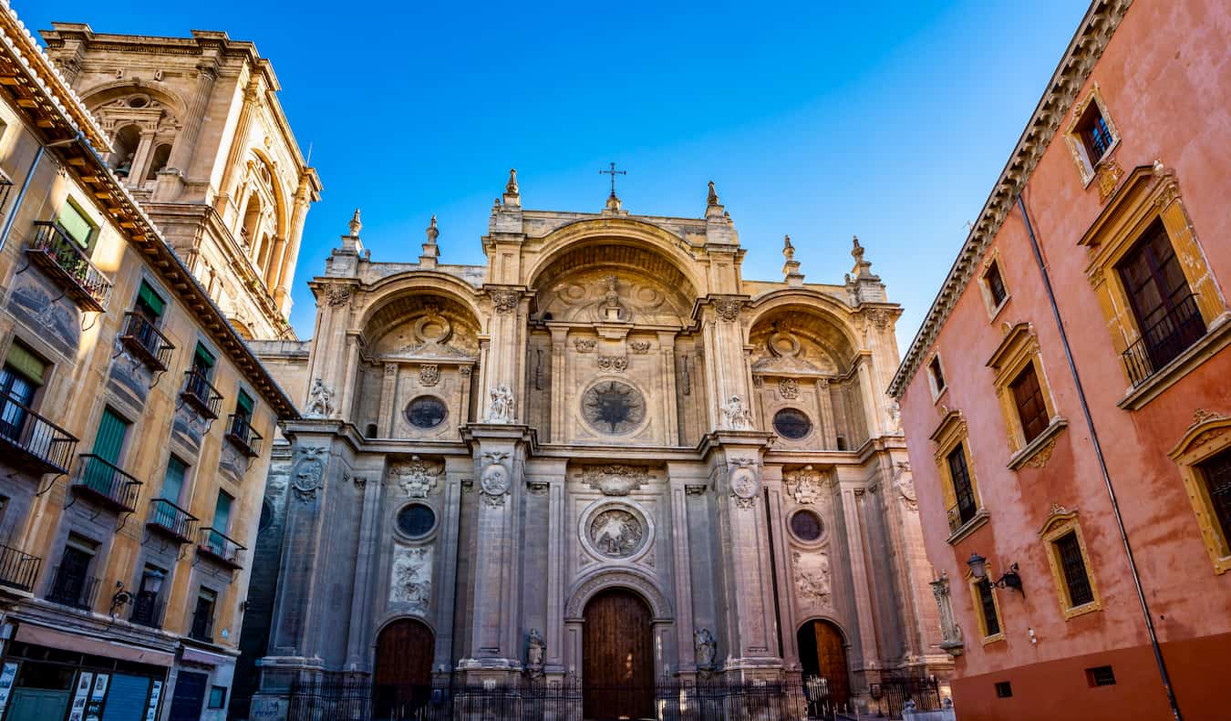 The historic Granada Cathedral on a sunny day in Spain