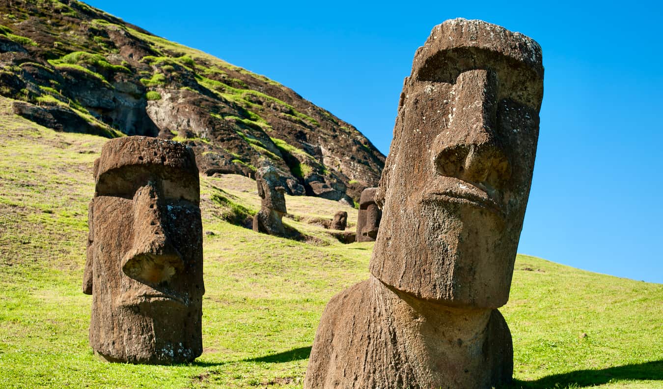 the giant carved heads of Easter Island, Chile