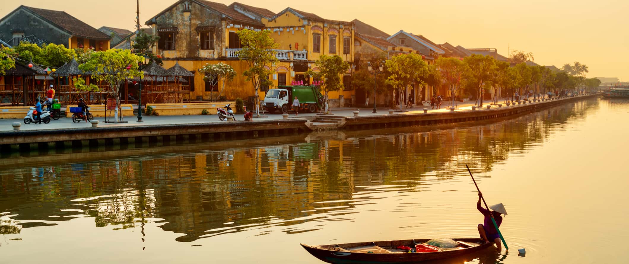 A local out on the river in a small boat near Hoi An, Vietnam