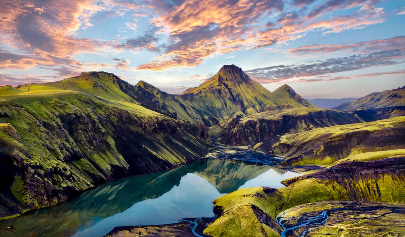 Stunning, rugged hills and mountains in beautiful rural Iceland