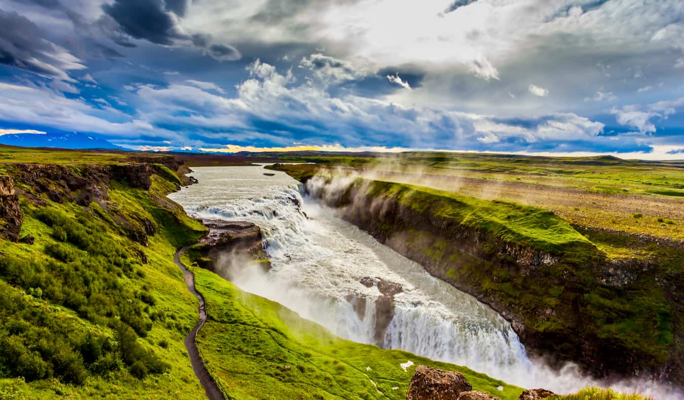 The massive Gullfoss waterfall in Iceland on the Golden Circle