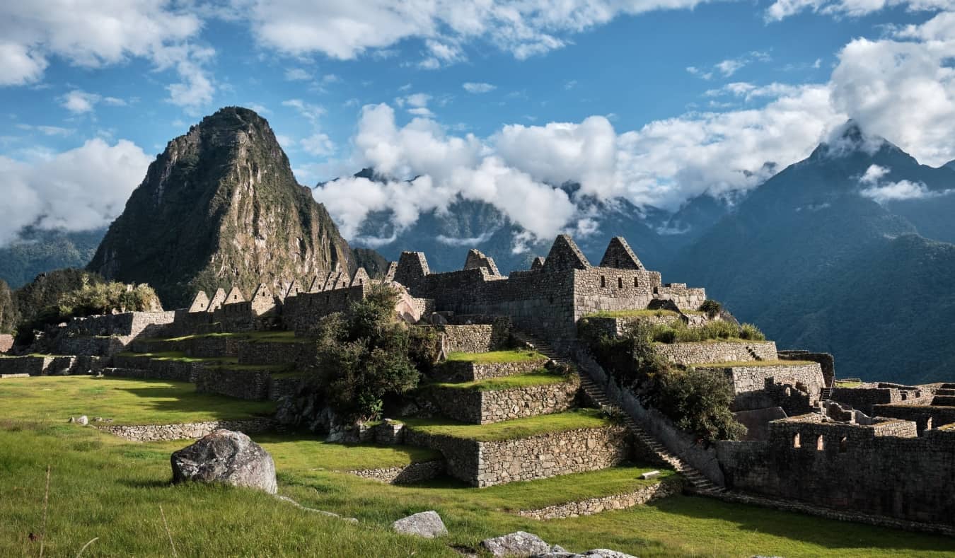 Overlooking the ruins of Machu Picchu on the Inca Trail in Peru