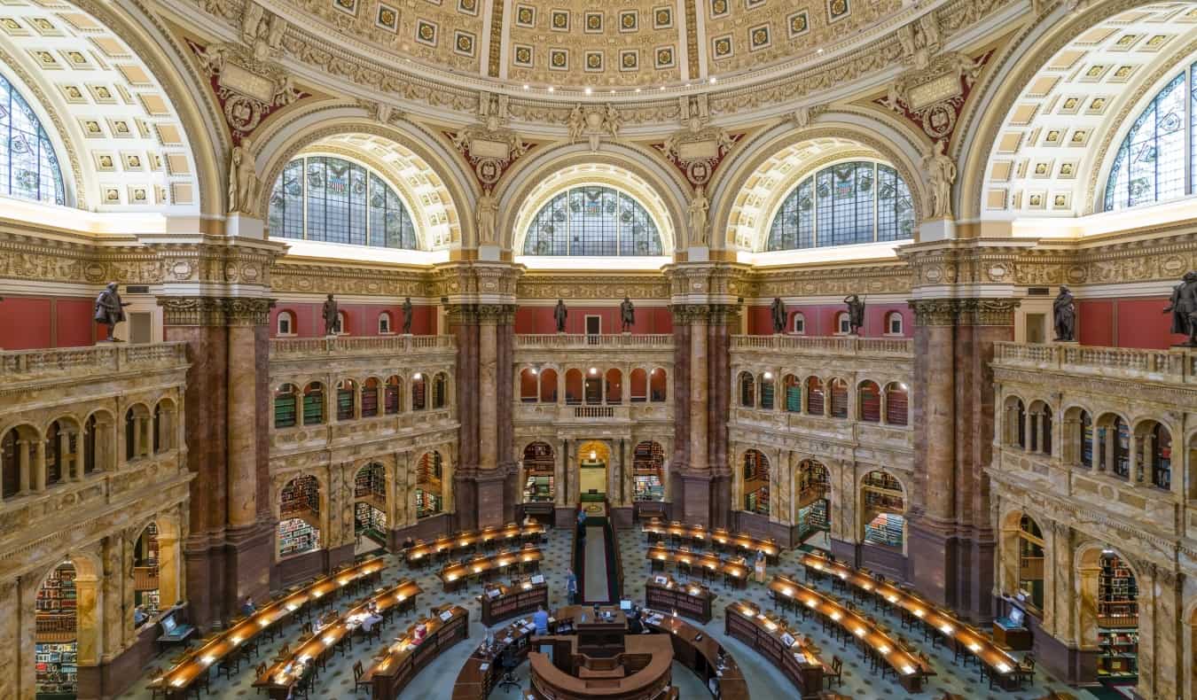The Main Reading Room of the Library of Congress in Washington DC