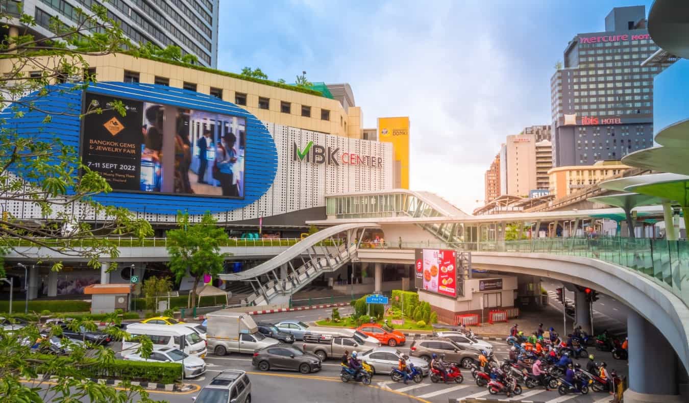 Exterior of MBK Mall in Bangkok, Thailand