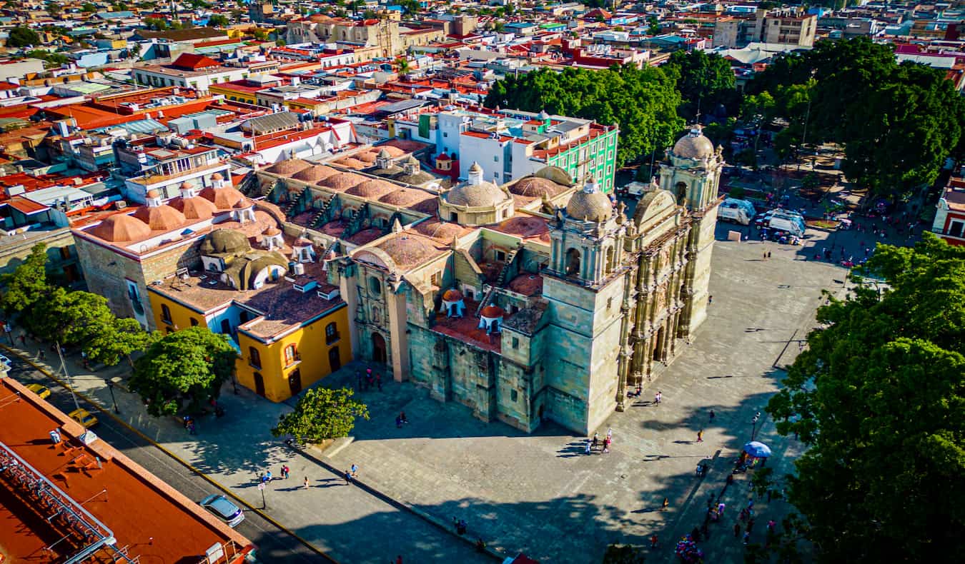 The historic church in the center of the historic area of Oaxaca, Mexico