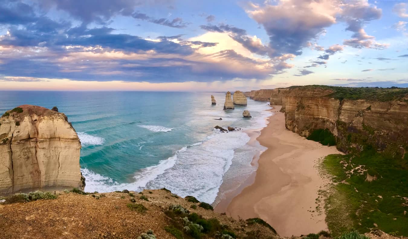 The famed 12 Apostles near Melbourne, Australia on a beautiful, sunny day