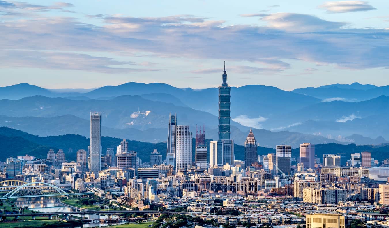 The towering skyline of Taipei, Taiwan featuring Taipei 101