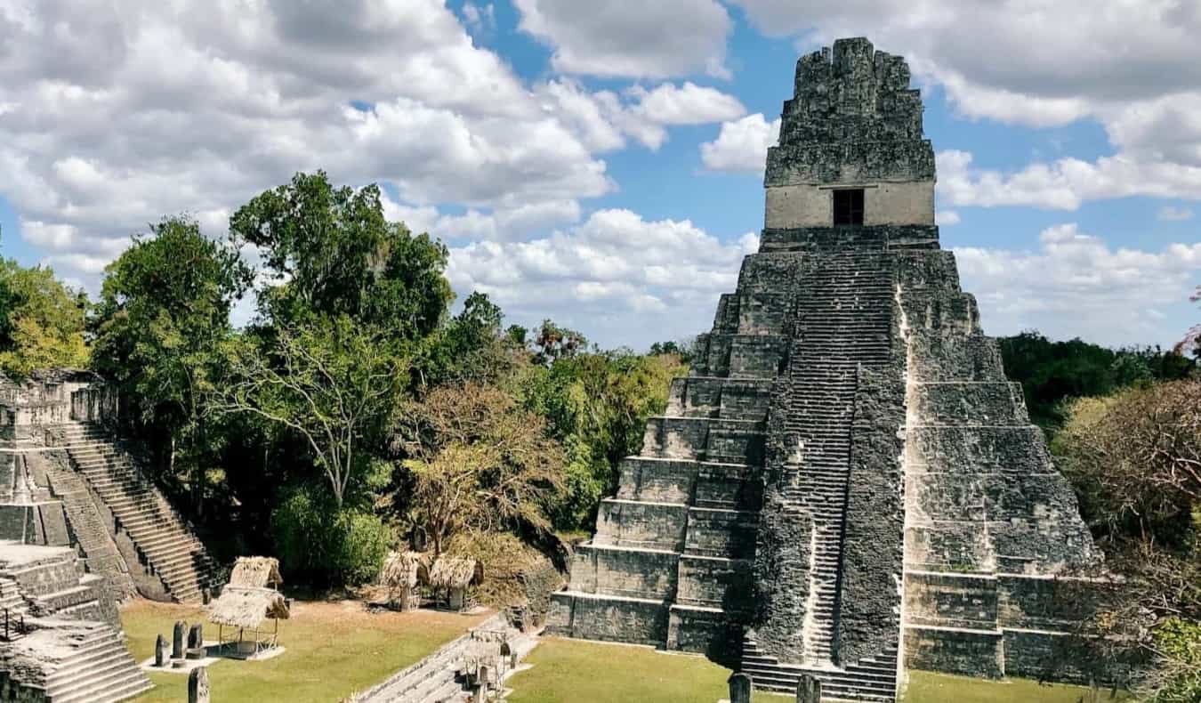 The ruined temples of the Mayan city of Tikal, in the jungles of Guatemala
