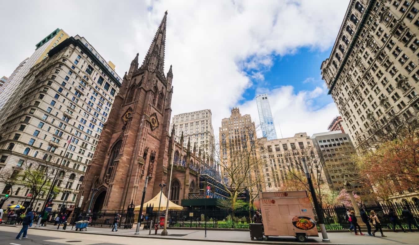 Trinity Church on a sunny day in New York City, USA