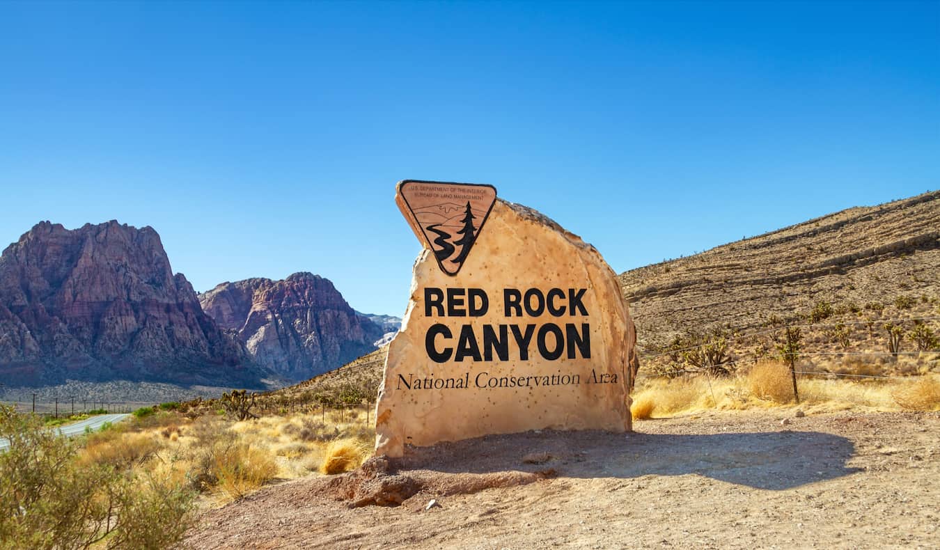 The sign near the Red Rock Canyon hiking trails near Las Vegas, USA