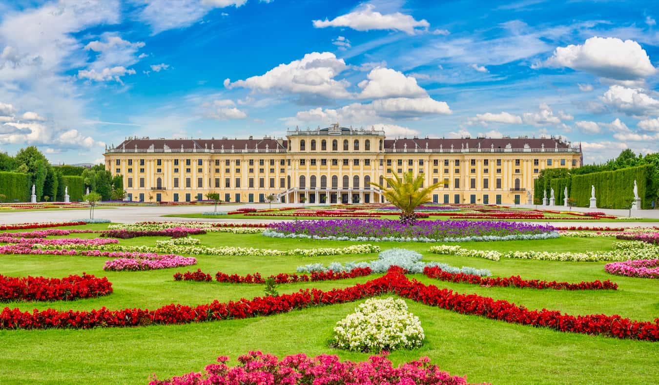 Schnbrunn Palace, a huge Imperial towers in Vienna, Austria