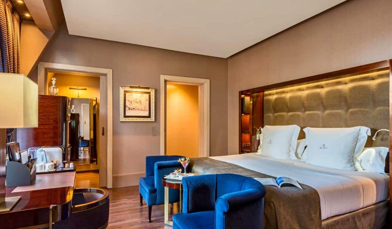 A luxurious, spacious hotel room at Hotel Casa Fuster G.L. Monumento in Barcelona, Spain