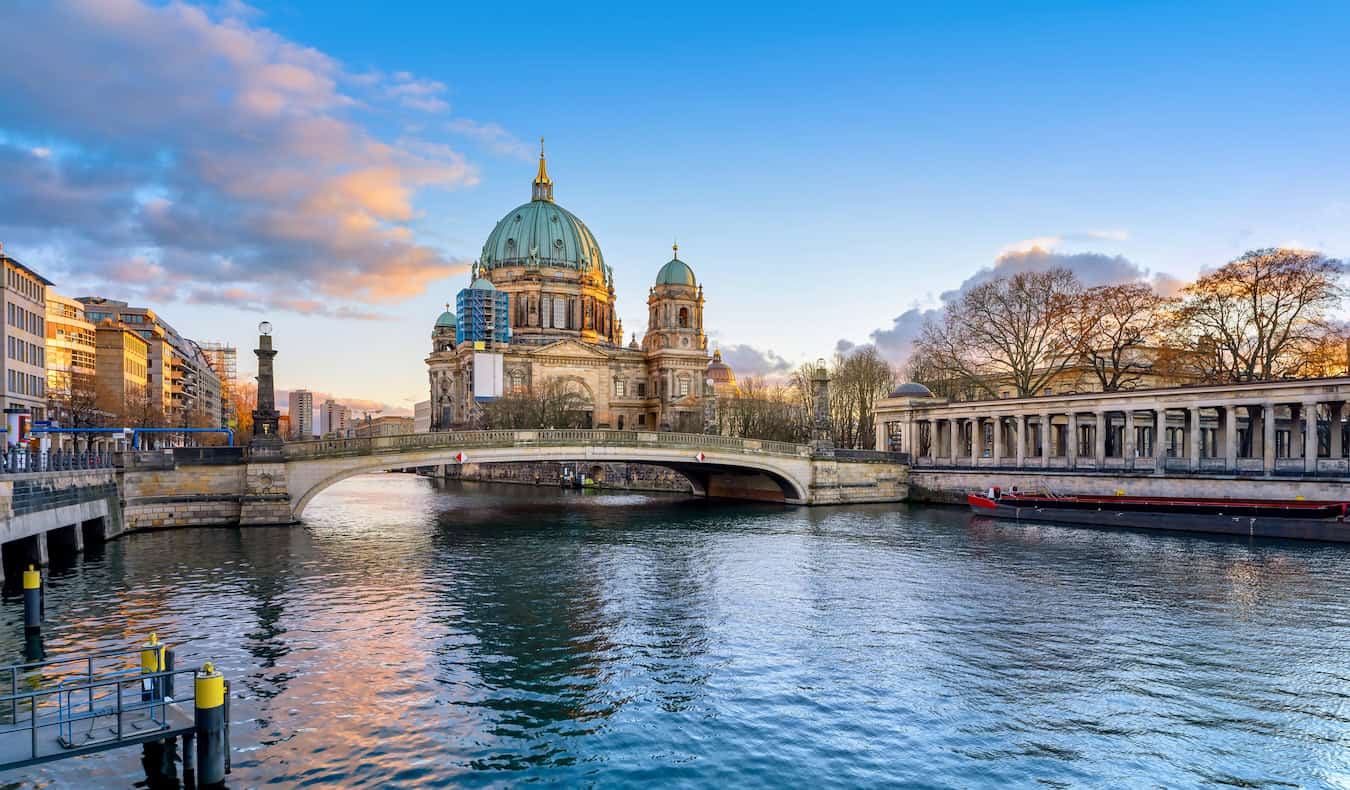 Museum Island, Berlin with the big church during sunset