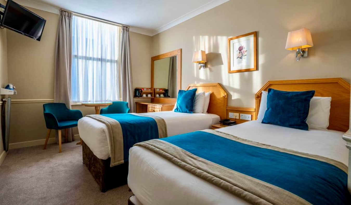 Large, comfy beds at the Harcourt Hotel in Dublin, Ireland
