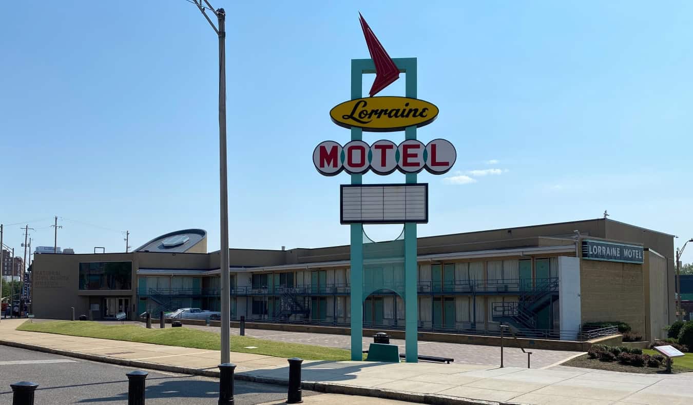 The retro exterior and sign of the Lorraine Motel in Memphis, TN, USA