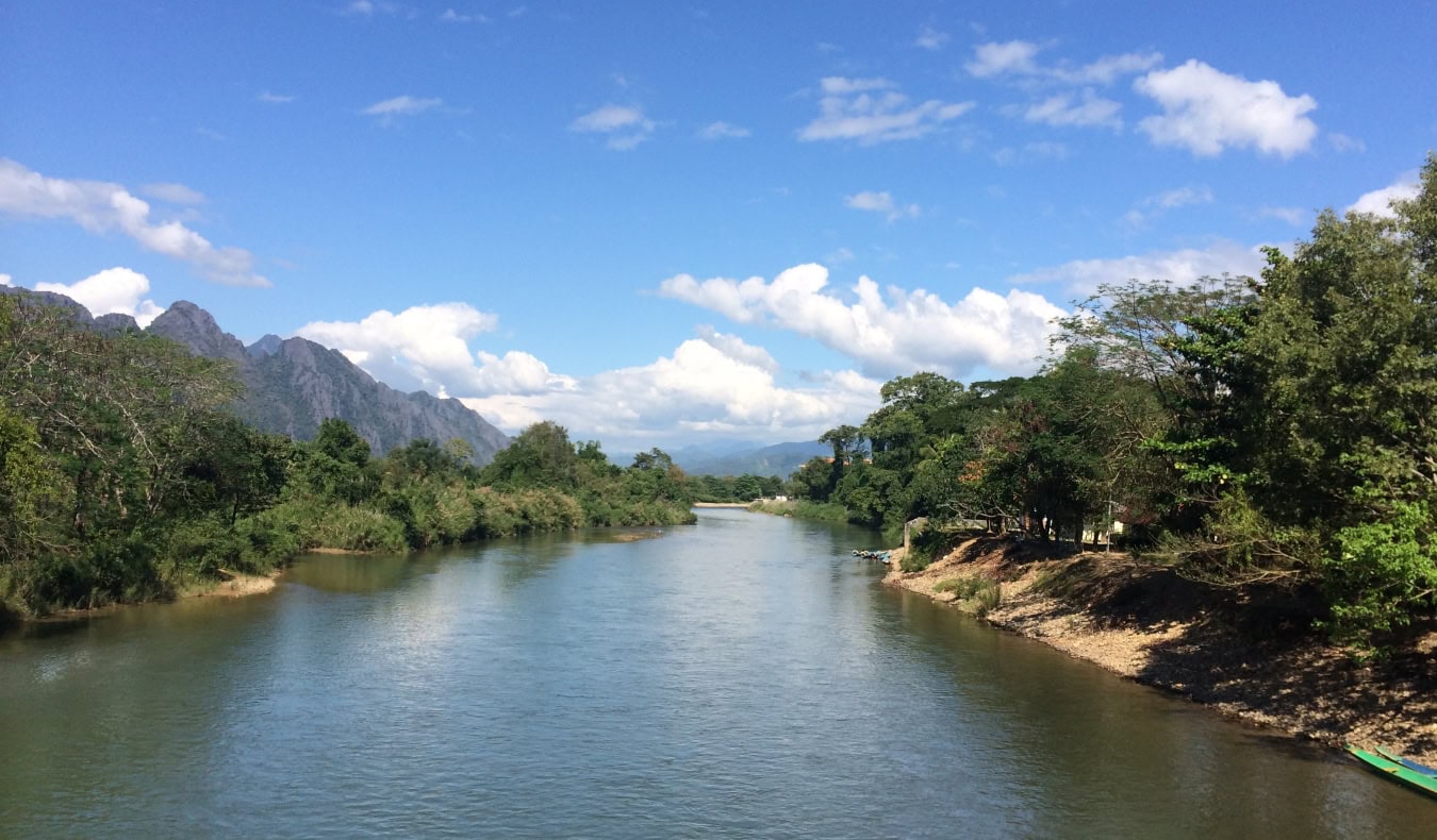 View down the river to Luang Prabang in Laos