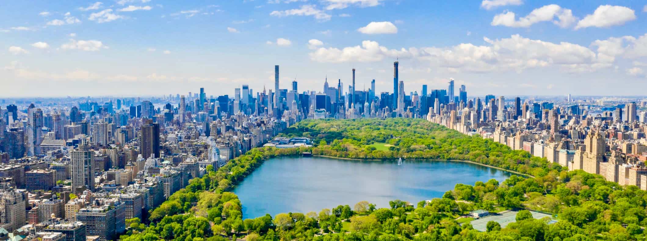 Looking out onto Central Park in New York City, USA on a clear and sunny day