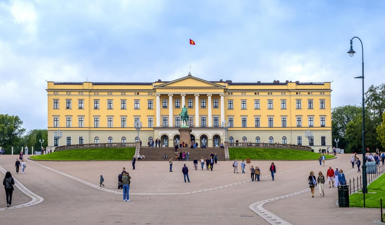 The historic Royal Palace in Oslo, Norway in the summer