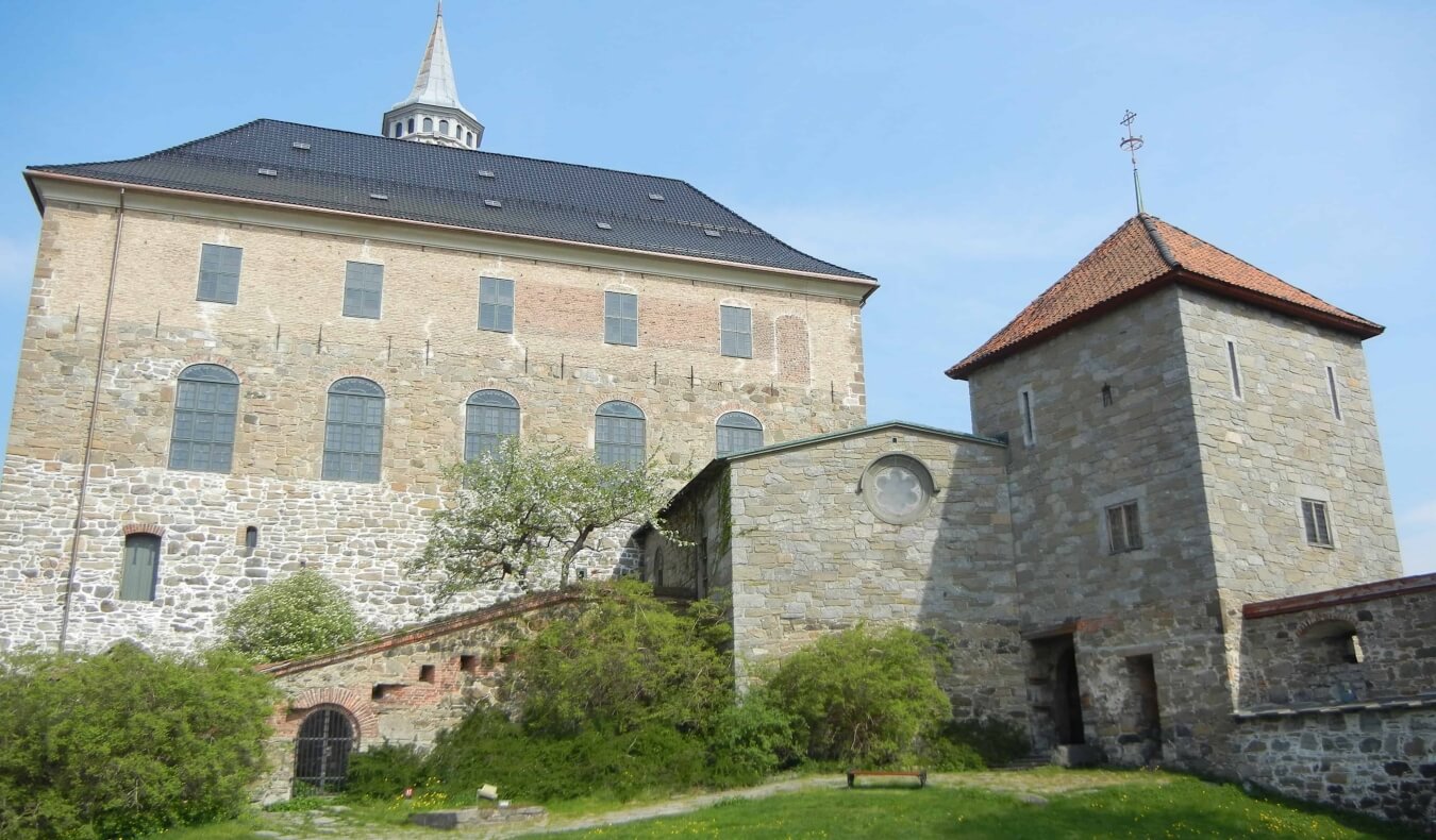 The stone buildings of the Akershus Fortress in Oslo, Norway