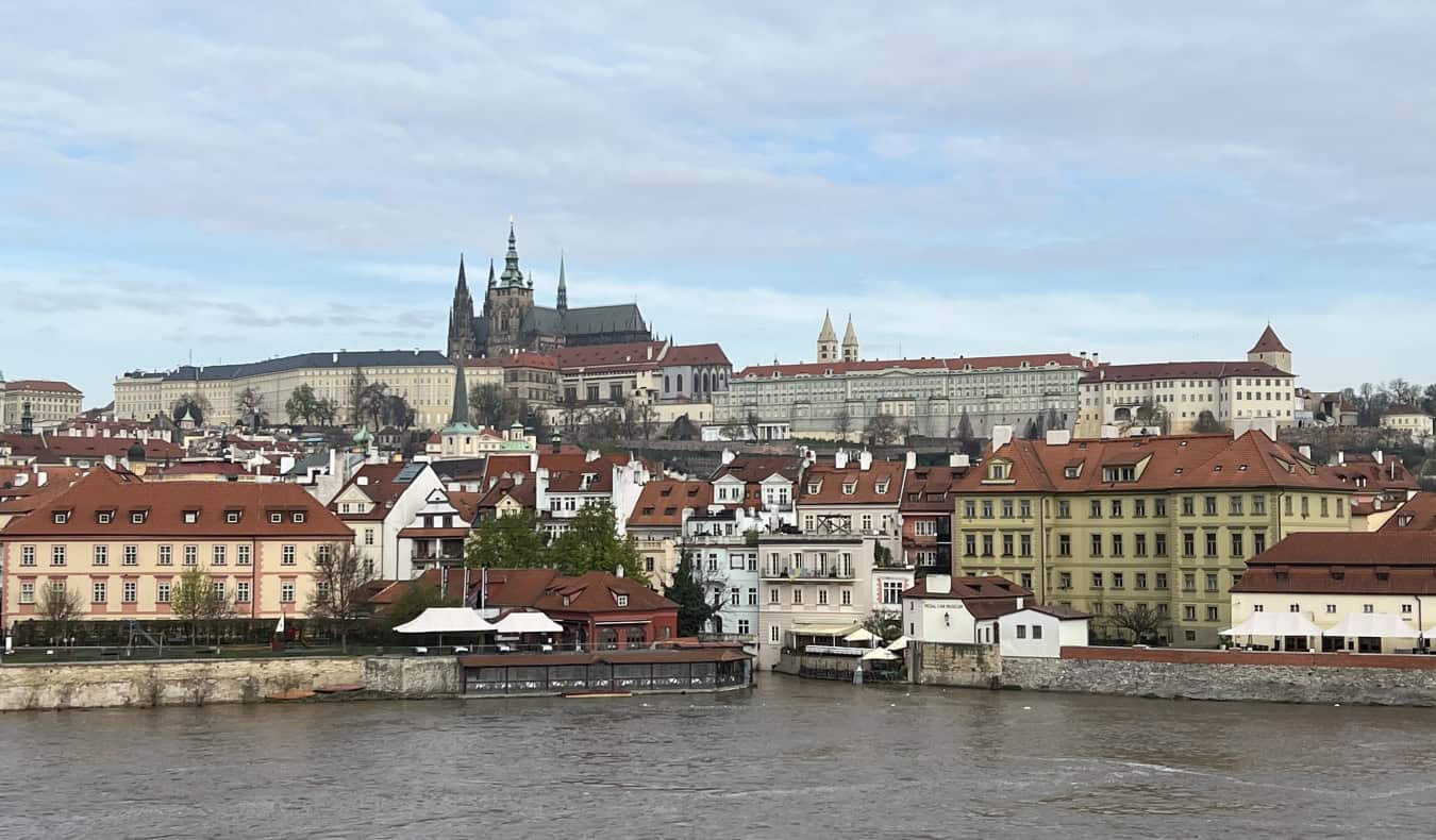The view over the river, overlooking the Old Town in Prague, Czech Republic