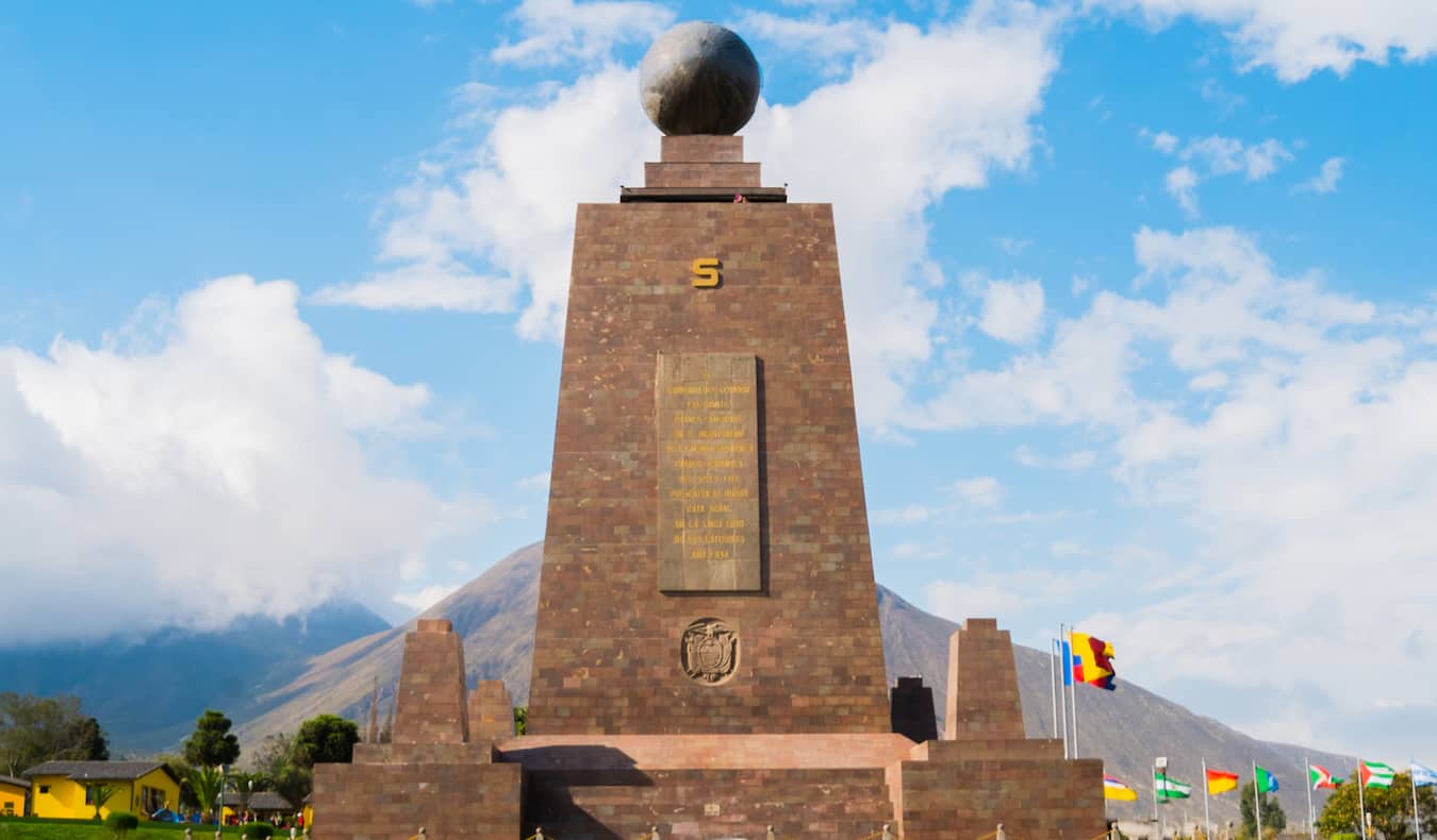 The famous equator monument building near beautiful Quito, Ecuador