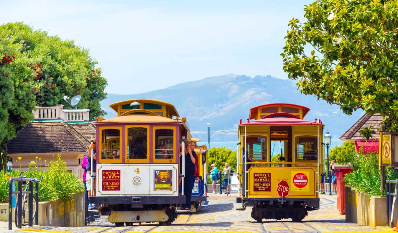 Two of the famous streetcars of San Francisco, USA