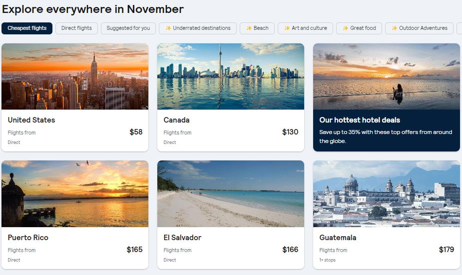 Skyscanner everywhere featured being used to find cheap flights abroad