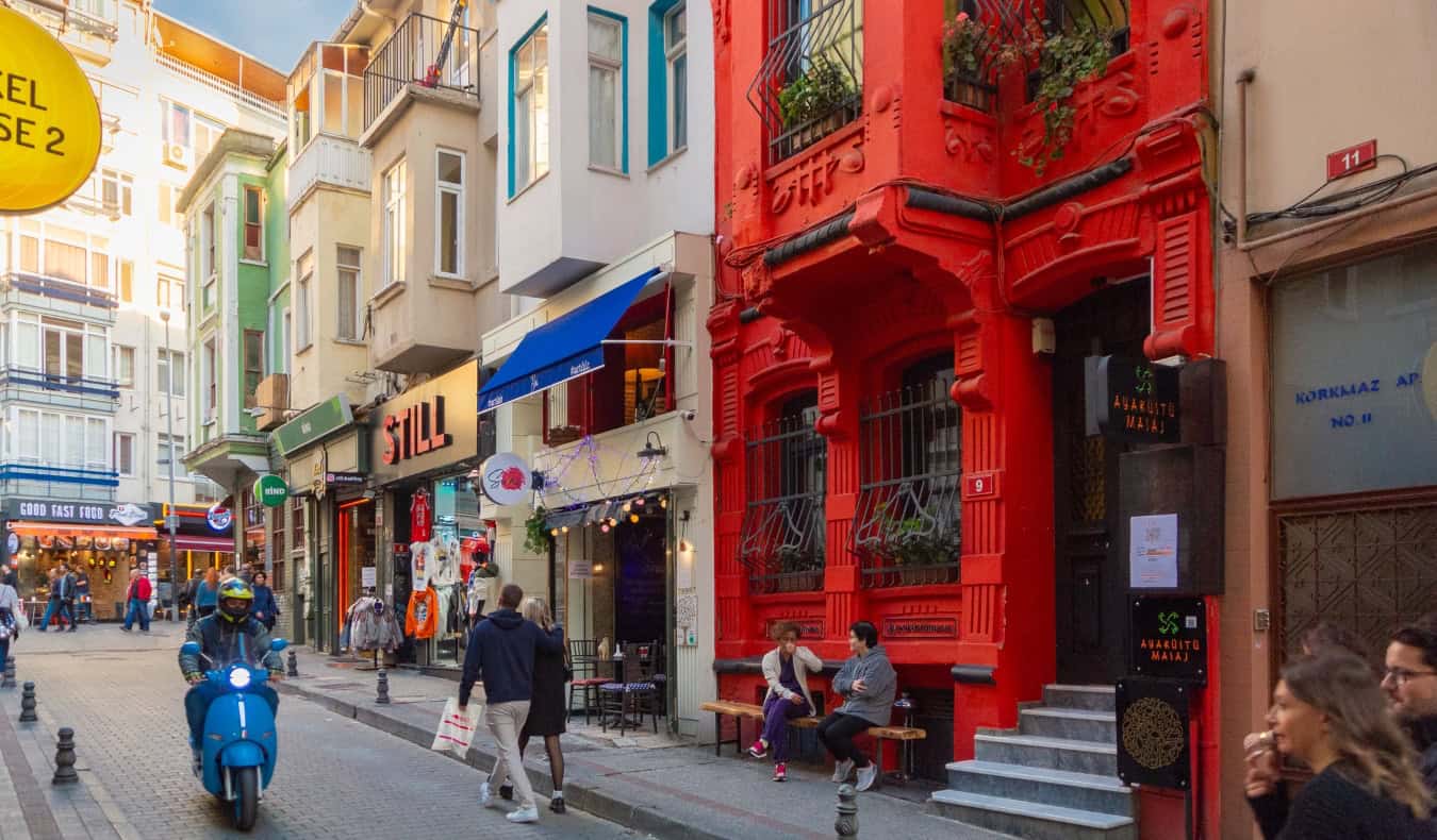 Colorful buildings lining the streets in the Kadikoy  neighborhood in Istanbul, Turkey