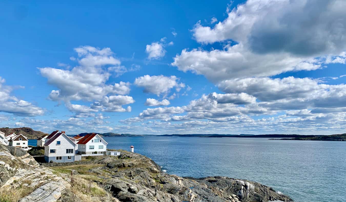 A view of a rugged, rocky island on the east coast of Sweden on a sunny summer day