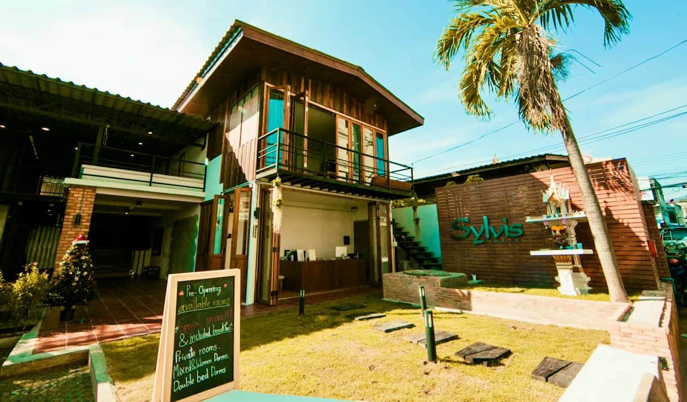 Exterior of the popular Sylvis Hostel in Chiang Mai, Thailand