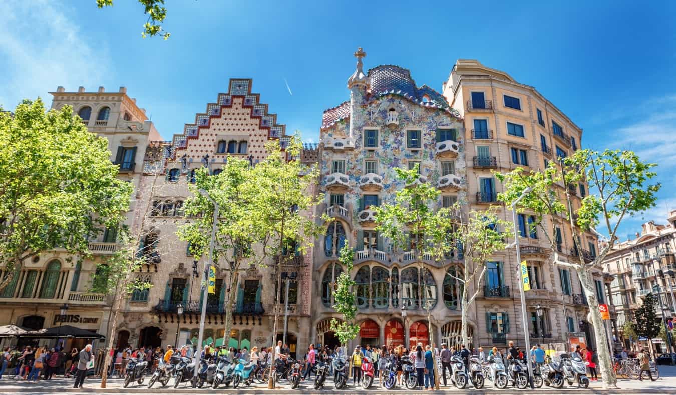 The whimsically designed Casa Batlló in Barcelona, Spain