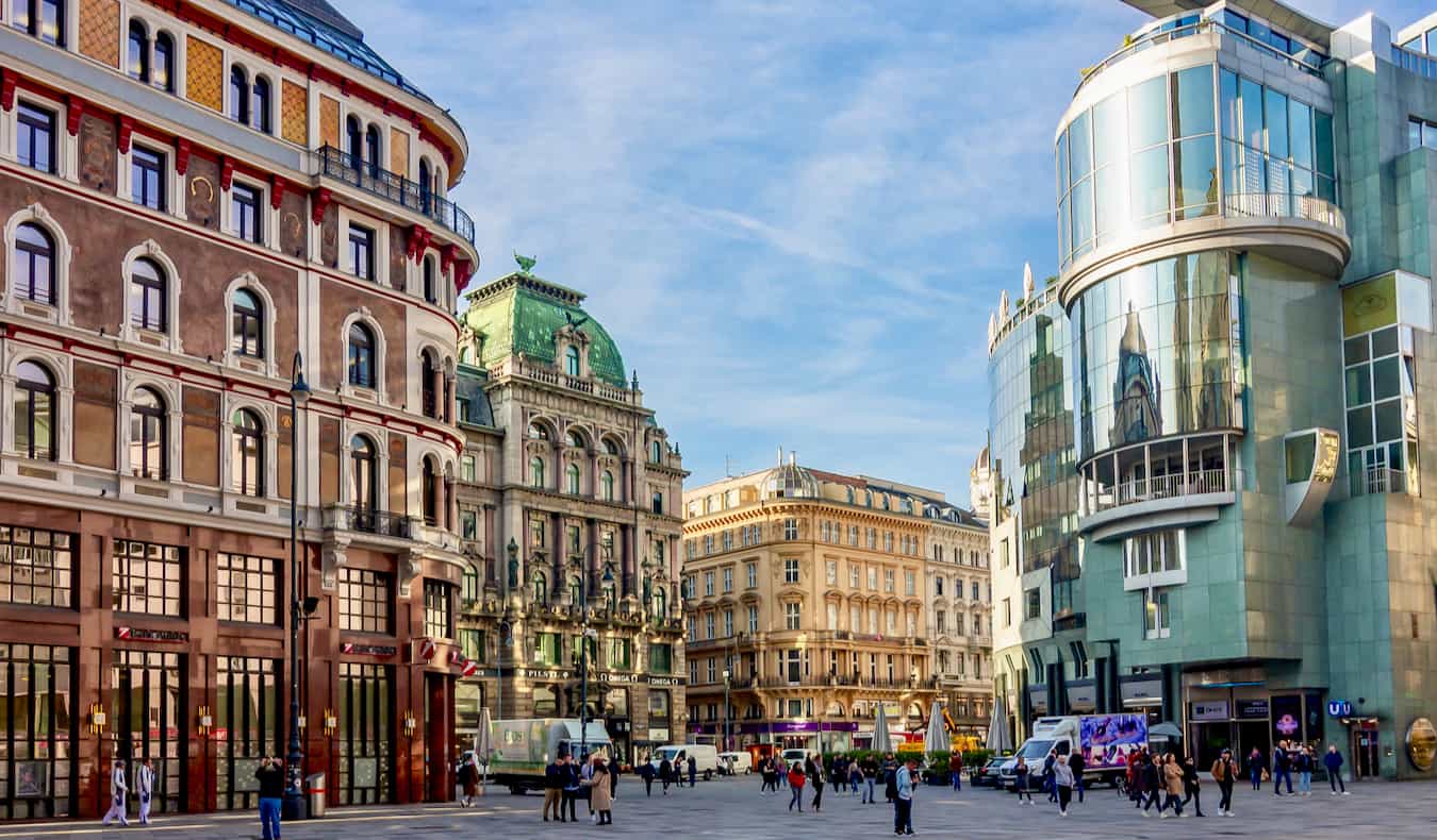A sunny day in the City Center of beautiful and historic Vienna, Austria