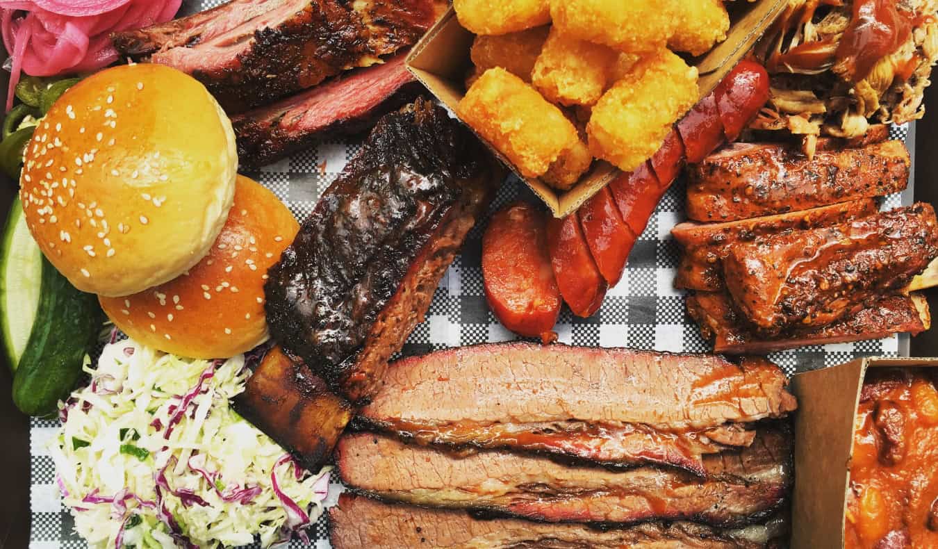 A table filled with typical Australian BBQ dishes