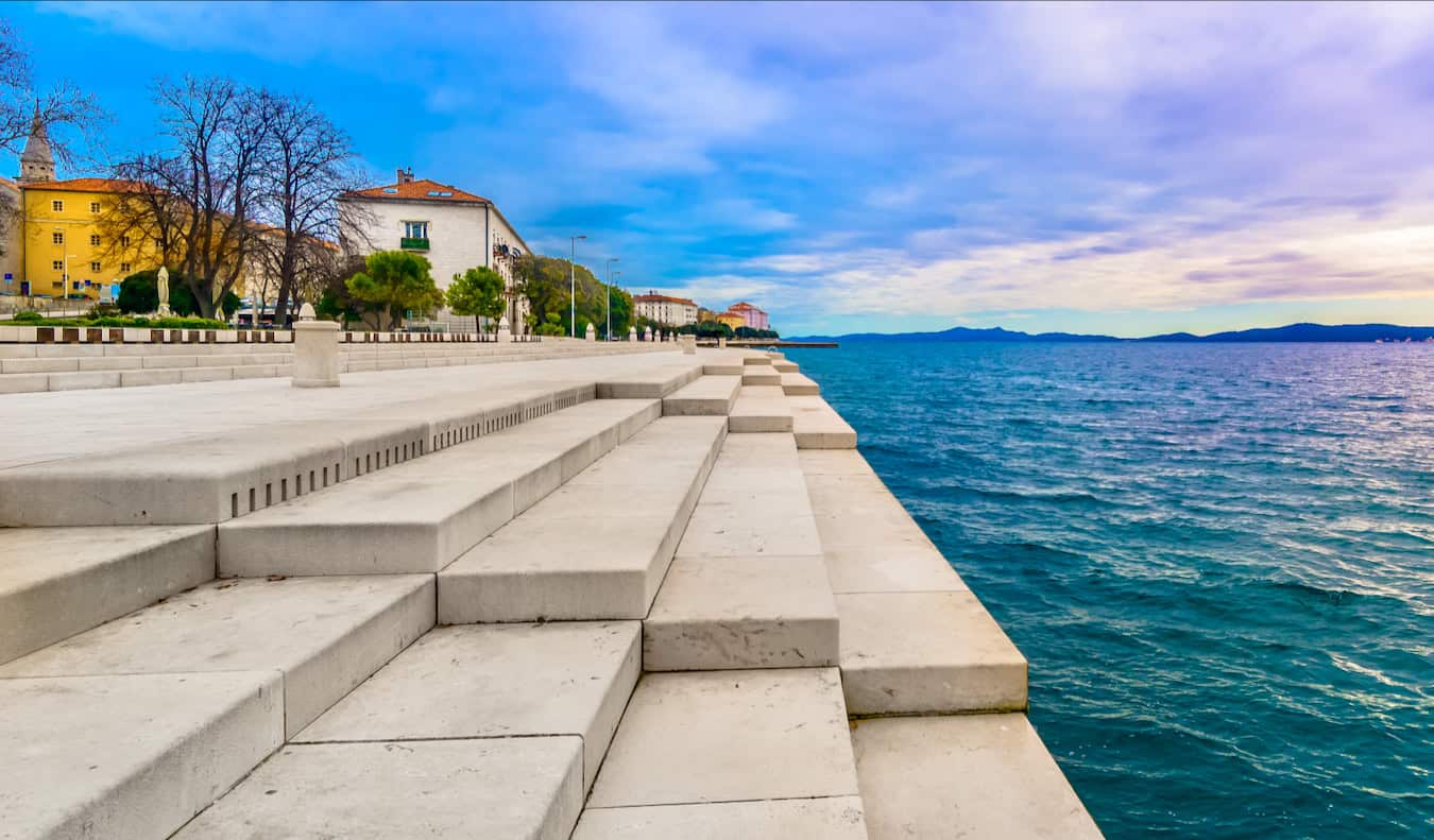 The long, stone steps along the Dalmatian Coast of Zadar in Croatia