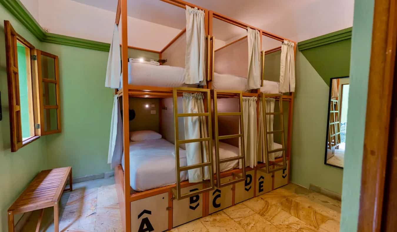 A cozy dorm room at the Viajero hostel in sunny Oaxaca