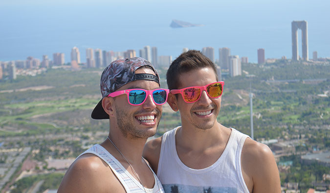 auston and david from two bad tourists posing for a photo while traveling