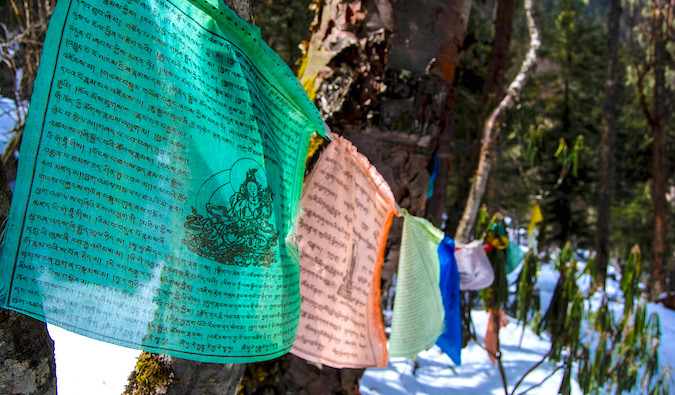 Flags in Yubeng, China