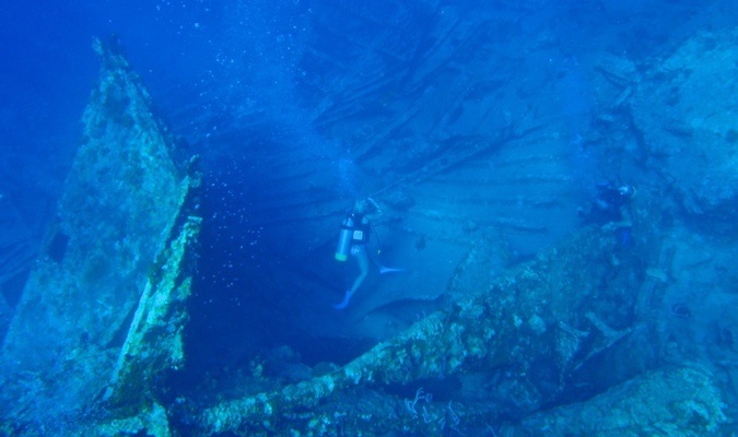 The RMS Rhone wreck in the Virgin Islands