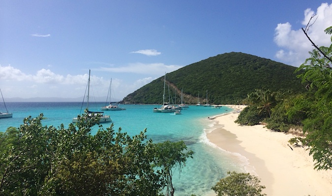 A view of the stunning beach on Jost Van Dyke in the Virgina Islands