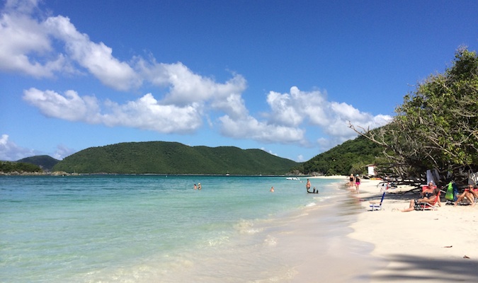 the beach on cinnamon bay, usvi