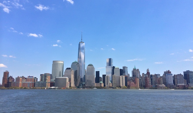 The iconic skyline of NYC on a bright summer day