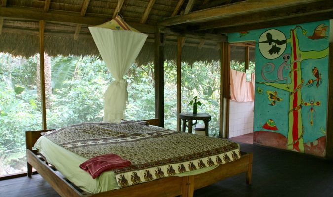 A fancy jungle lodge surrounded by lush jungle Bolivia rainforest