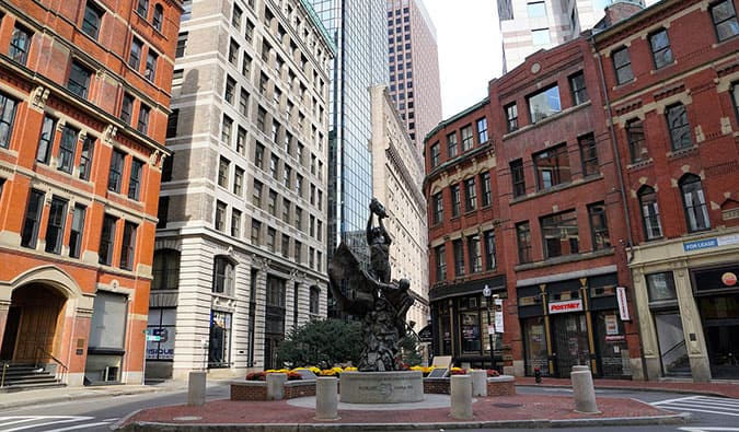 Empty streets of Boston, USA on a bright day