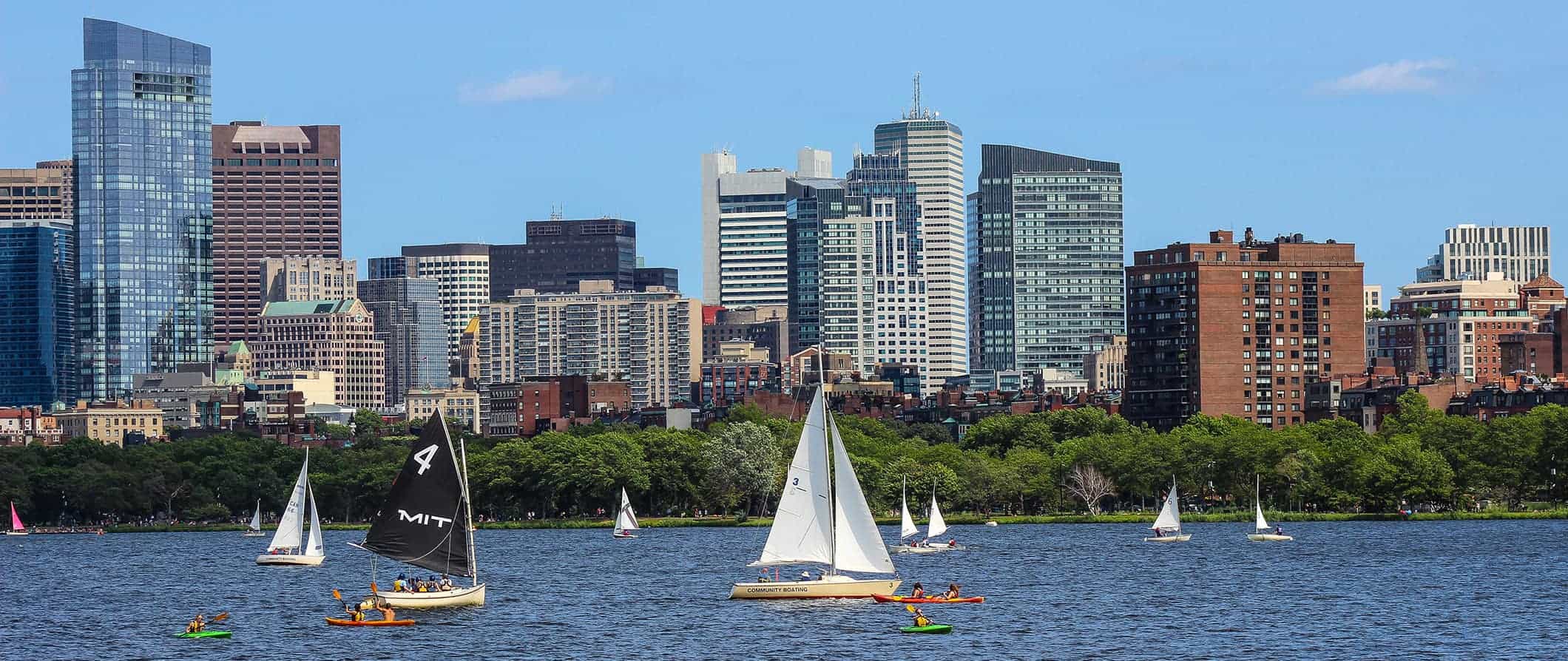 city skyline in Boston