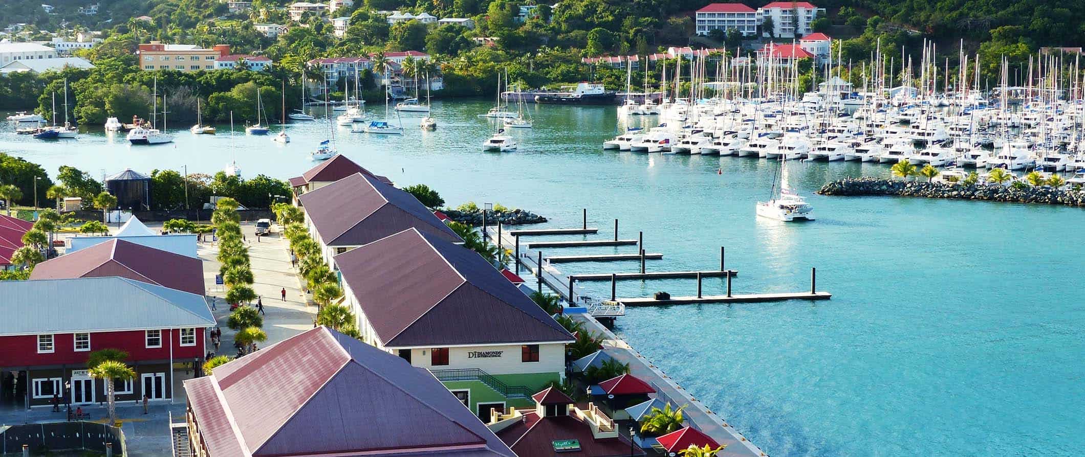 a harbor in the sunny and beautiful British Virgin Islands