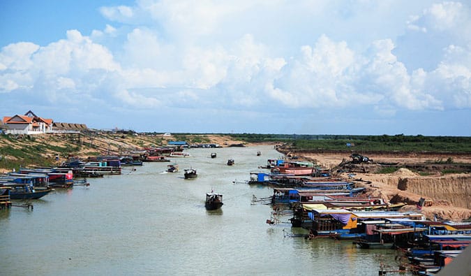 Destroyed buildings in Beoung Kak Lake, Cambodia