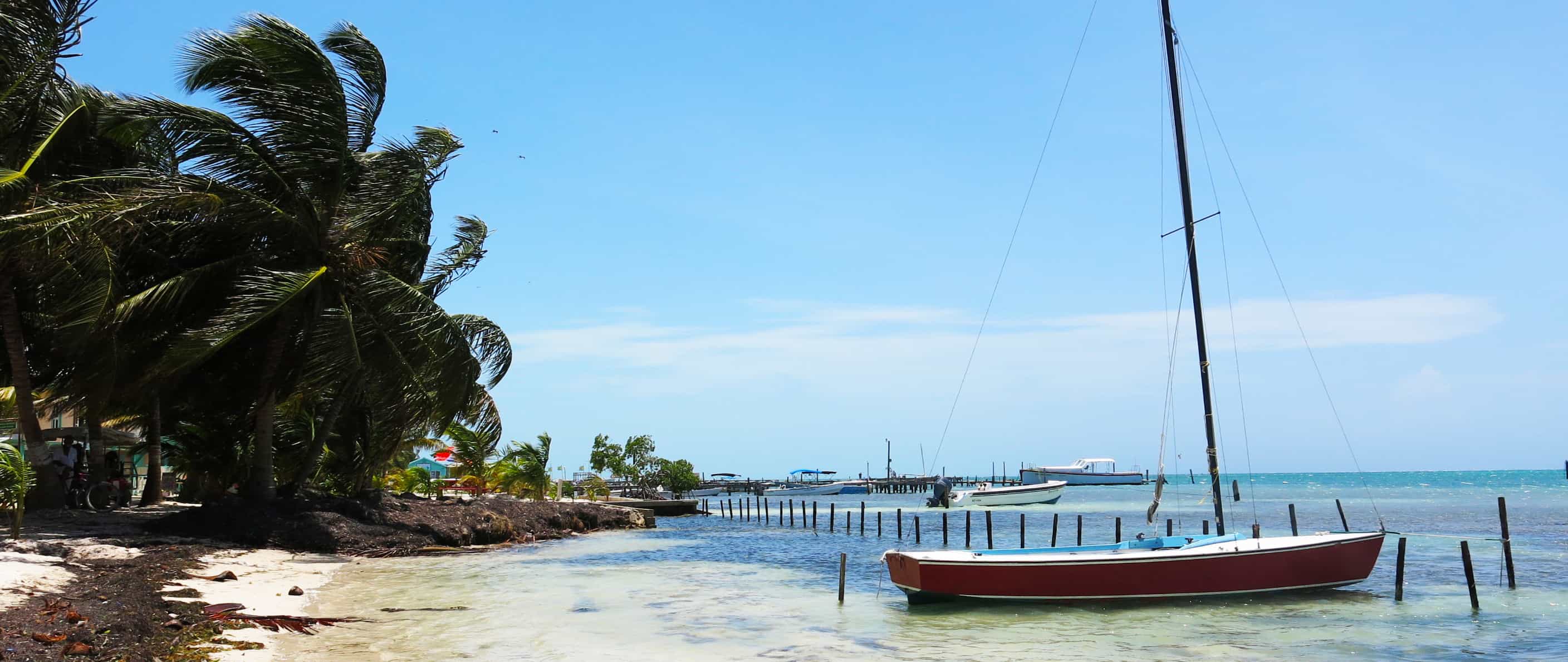 a beach scene in Caye Caulker, Belize